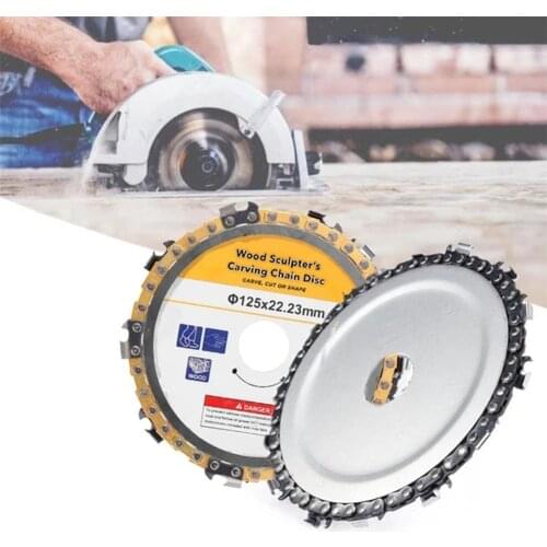 5 In Grinder Disc and Chain Fine Abrasive Cut Chain 125MM Angle Grinder Wood Carving Disc Cutting Shape 9 Tooth Chain Plate