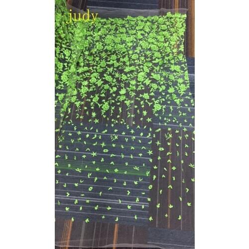 5 yards/bag MX73# Green embroidery fabric is French style fashion fabrics for wedding dresses Free shipping