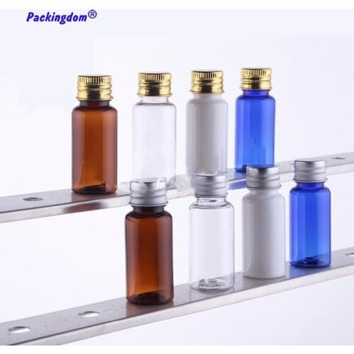 50pcs Plastic Sample Bottle Aluminum Cap Mini Empty Container Inner Plug Small Refill Bottles Cosmetic Travel Packing Tube 15ml