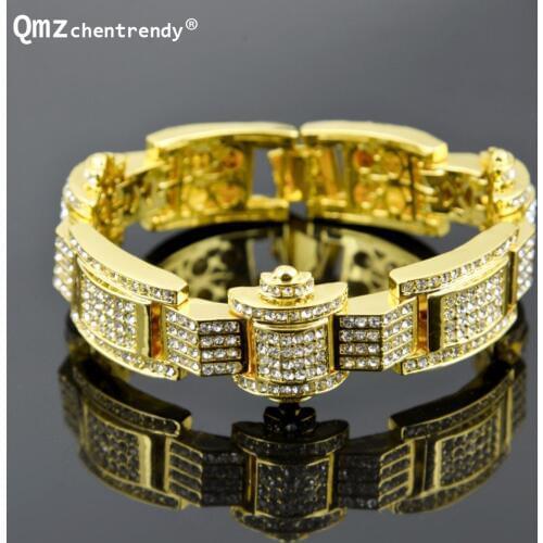 Hip Hop Mens Bling Fully Crystal Out CZ Bracelet Tennis Bangle Cubic Zirconia Rhinestone Pulseras Hombre Bracelets for women