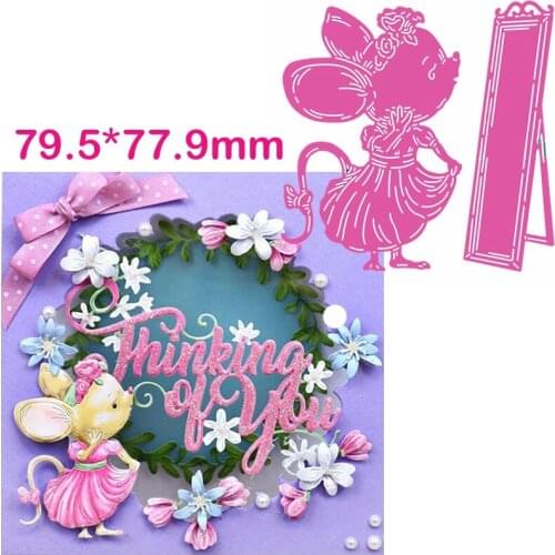 Princess Mouse Look Into The Mirror Metal Cutting Dies Mouse&Mirror Die Cuts For Card Making DIY Scrapbooking Crafts Cards 2020