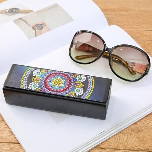 DIY Diamond Painting Eye Glasses Case Box Travel Leather Eye Glasses Hard Shell Protector Eyewear Case Portable Sunglasses Box