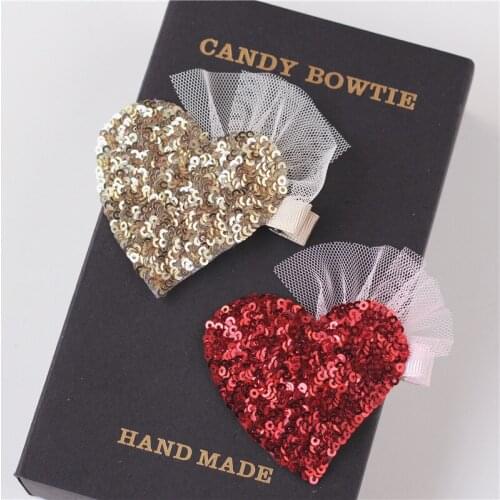 New Handmade Cute Glitter Love Yarn Bow Hairpin Children