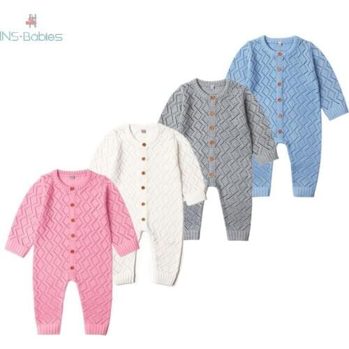 Childrens Winter Clothing Baby Bodysuit Newborn Cotton Clothes Girl Kniting Jumpsuit Boy Long-sleeved Sweater Outdoor Body Suit