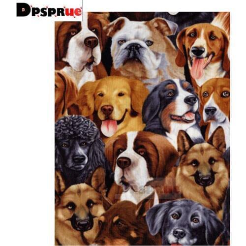 Dpsprue Full Square/Round Diamond Painting Cross Stitch Diamond 3D Embroidery Animal Dog DIY 5D Moasic Home Decor Gift DP10