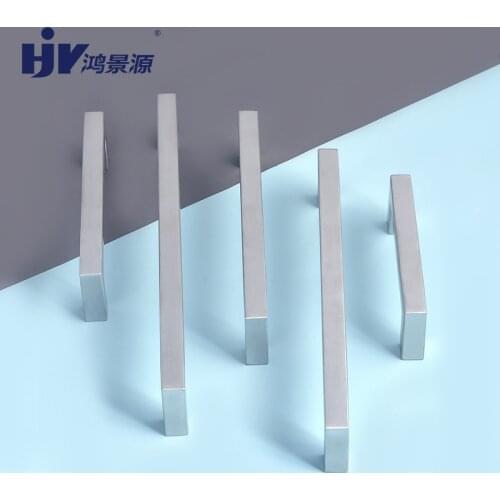 HJY Stainless Steel Furniture Cupboard Pull Handle Kitchen Cabinet Handles Wardrobe Drawer Silver Pulls Square Modern Hardware