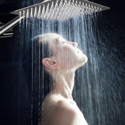 Chrome 12" Ultrathin Shower Head with 11" Extension Shower Arm Stainless Steel Tape Wall Mounted Rainfall Shower Head