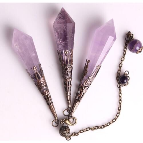 Reiki Healing Spiritual Wicca Pendulums Natural Stones Pendant Amulet Crystal Meditation Pendulum Charm Jewelry for Men Women