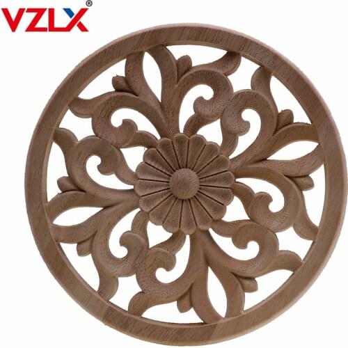 Round European Style Vintage Unpainted Wood Carved Corner Onlay Applique Frame For Home Furniture Wall Cabinet Door Decor Crafts