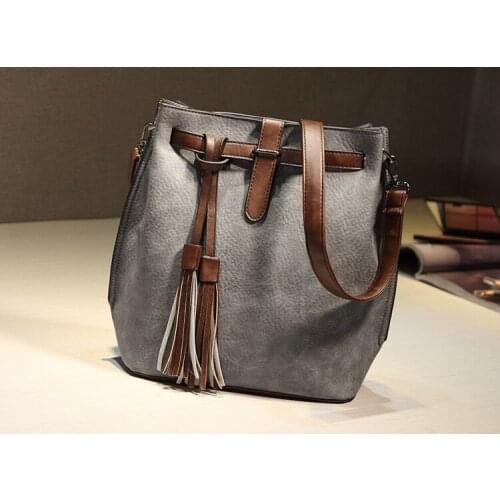 Bagail Fashion Bucket Women Bag Simple Messenger Bag with Tassel Hasp Crossbody Bags Purses Small Shoulder Bag Cheap Handbag