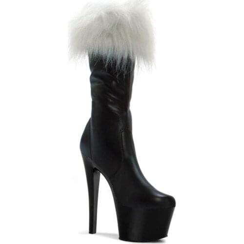 2018 fashion womens high boots sexy bottom heels suede and pu leather boots shoes in the fall and winter 17cm