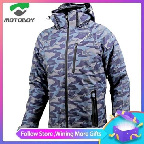 MOTOBOY Mens Winter Camouflage Motorcycle Riding Bike Jacket with Waterproof and Warm Liner and CE Protectors for 4 Season