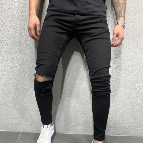 2021 Mens Jeans Skinny Trousers Stretch Slim Denim Pants Hip Hop Black Blue Casual Jogging Jeans For Men Pantalones Hombre