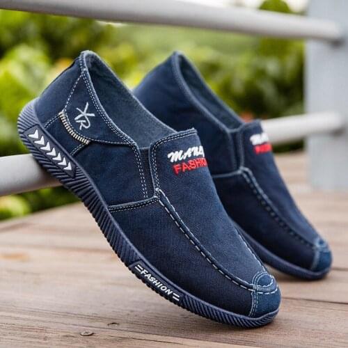 New old Beijing cloth shoes mens breathable cotton non-slip non-slip casual canvas shoes middle-aged one-step driving shoes