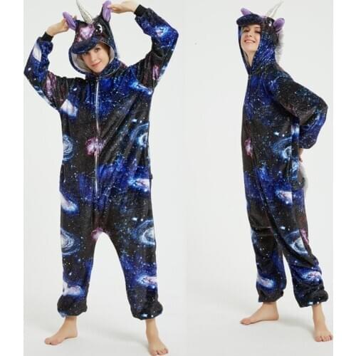 Universe Unicorn Pajamas Green Triceratops Onesies Cartoon Kigurumi Adult Animal Jumpsuit Winter Pajama Suit Sleepwear Pijamas