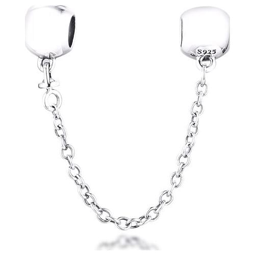 Charms 925 Silver Original Fit Pandora Bracelets Sterling Silver Signature Safety Chain Charm Beads for Women diy Jewelry