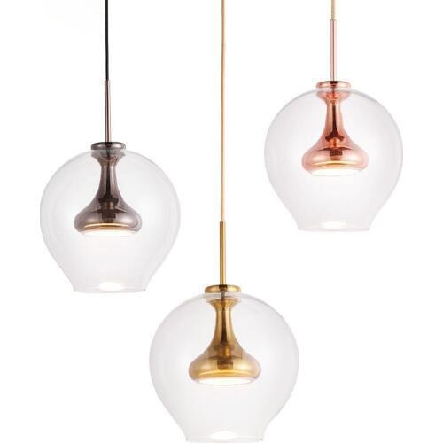 Post Modern Simple Glass Ball Round Chandelier New Designer Nordic Style Restaurant LED Pendant Lamp Art Study Bedroom