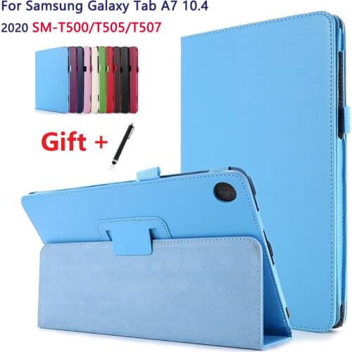 PU Leather Case for Samsung Galaxy Tab A7 10.4" 2020 SM-T500/T505 Funda Flip Leather Stand Cover with automatic sleep wake-up