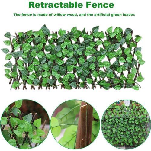 Expanding Trellis Fence Retractable Fence Artificial Garden Plant Fence UV Protected Privacy Screen for Outdoor Indoor Use Garde