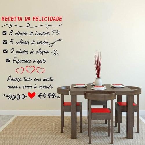 Regras Da Felicidade Portuguese Quotes Vinyl Wall Decals Wallpaper For Kitchen Restaurant Bedroom Decor Stickers Mural RU2274