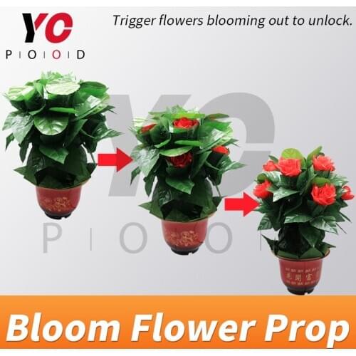 Blooming flower prop escape room game use metal object to touch sensor triggering flower blooming out to unlock supplier YOPOOD
