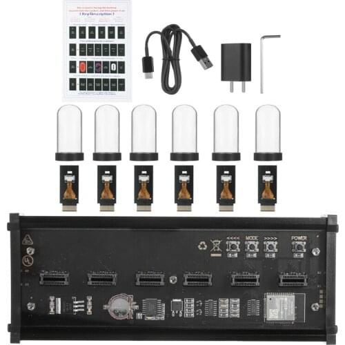 RGB LED Tube Clock Vintage Nixie Clock 6 Bit Time Photo Display Retro Desk Clock IPS Module and Decoration Gift EU Plug