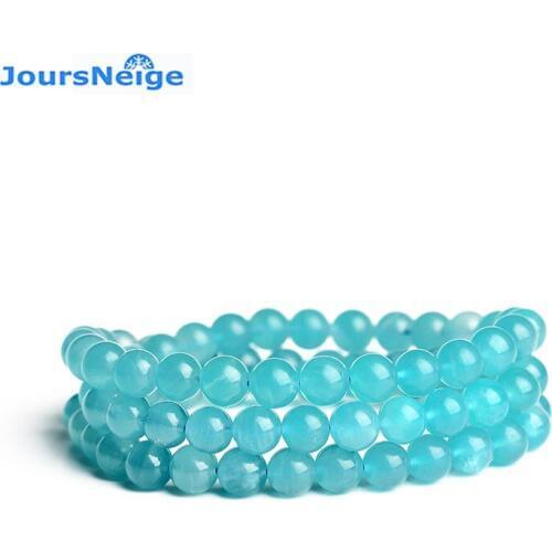 Light Blue Tianhe Natural Stone Bracelets 6mm Round Bead Bracelet Lucky for Women Women Crystal Multilayer Jewelry JoursNeige