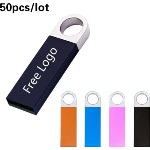 Free Logo & free shipping 50pcs/lot USB Flash Drive 64GB Metal Pendrive 2.0 Memory Stick 32GB 8GB 4GB pen drive photography gift