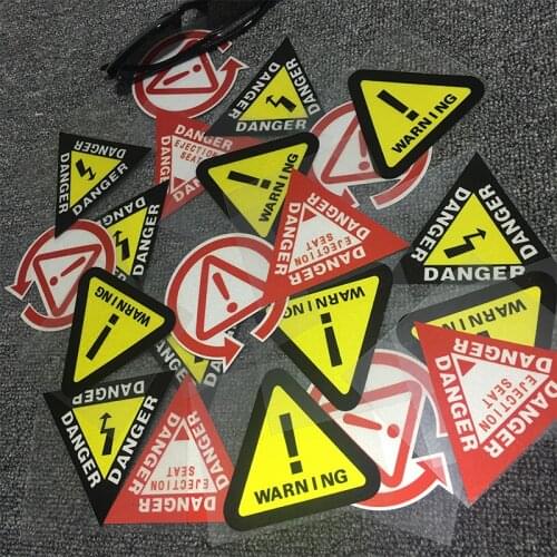 Car Styling Vinyl Decals Warning Triangle DANGER Enjection Seat Motorcycle Auto Window Sticker 87mm