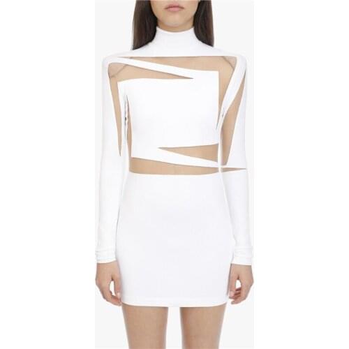 High Quality Bandage Dress Wholesale 2020 Elegant Long Sleeves Mini Woman Bodycon Dress Sexy Night Celebrity Party Dress Vintage