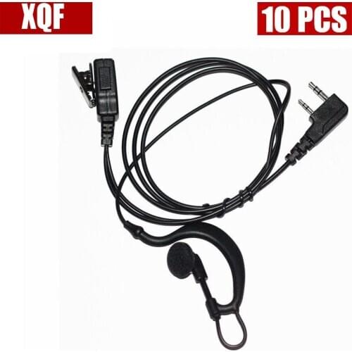 XQF 10PCS Advanced 2-Pin G Shape Police Earpiece Headset for Kenwood TK Puxing Wouxun BaoFeng Two Way Radio 2pin