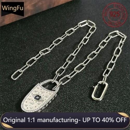 2021.4 month new style 925 sterling silver ladies chain necklace gift zircon evil eye lock pendant jewelry Monaco