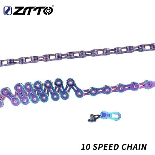 ZTTO 10s Bicycle Chain 10 speed Rainbow Chain Road Bike 10speed Durable Chains Master link Rainbow EL SLR for MTB Mountain Bike
