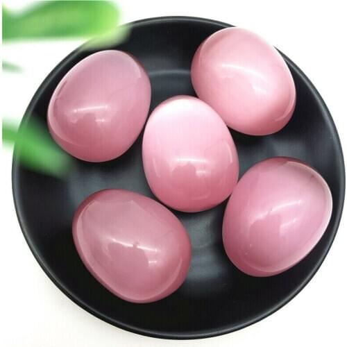 1PC Big Size Pink Cats Eye Stone Egg Shaped Specimen Gemstone Crystal Healing Reiki Natural Stones and Minerals