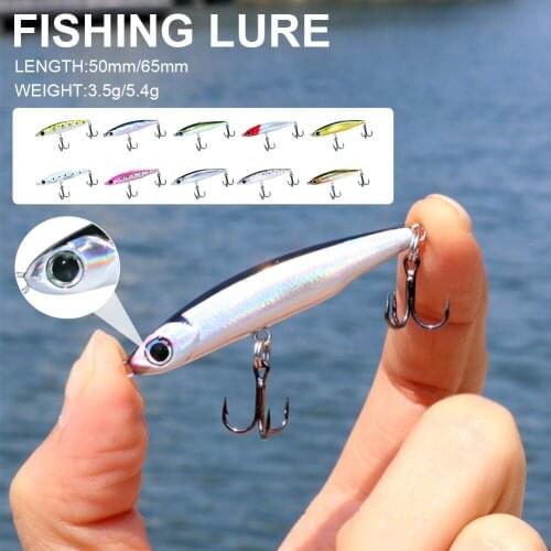 1PCS Sinking Minnow Fishing Lure 50/65 mm Double rings Wobbler Artificial Hard Bait Fishing Tackle Swim Bait Fishing Accessories