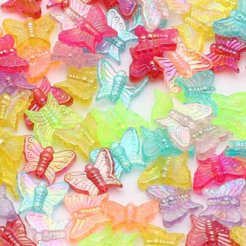 50pcs 13x16mm Mixed AB Butterfly Acrylic Beads Loose Spacer Beads For Jewelry Making Handmade Necklace Bracelet Diy Accessories