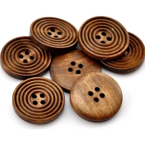 50pcs 25mm Big Round Spiral Wooden Buttons Large 4 Holes Sewing Scrapbooking Crafts Clothes Handmade Wood Button WD0004