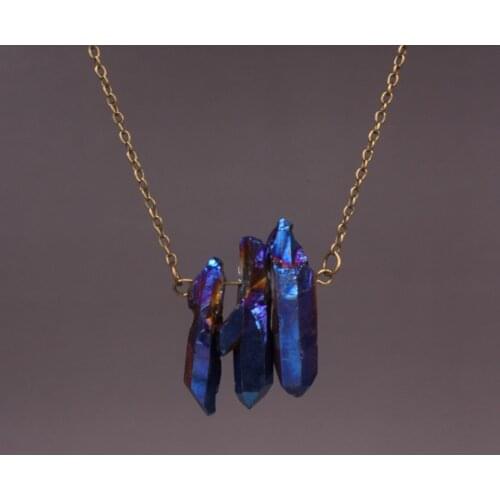 6pcs Chakra Energy Necklaces Handmade Natural Crystal Stone Pendant Necklaces Pendulum Quartz Necklace Spiritual Amulet