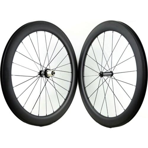 700C 60mm depth 23mm width clincher/Tubular Road bike carbon wheelset UD matte finish, U-shape rim