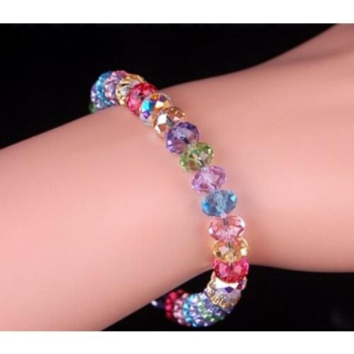 8mm bohemian multicolor Agate beads Chakra Reiki Buddha Yoga Bracelet elastic adjustable Volcanic Stone Bangles olk54