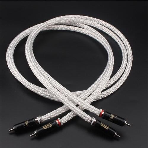 8AG OCC Silver Plated RCA Cable 16 Single Braided HiFi Audio Line WBT Plug