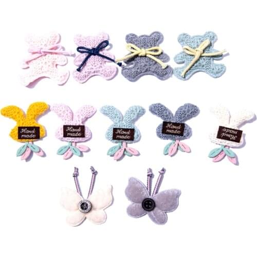 20Pcs/Lot Cartoon Bear Butterfly Appliques For Children Headwear Hair Clip Accessories And Garment Decoration Patches