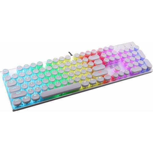 White Typewriter Style Round Keycaps Double Shot Injection Mechanical Keycap for Cherry MX Stem Backlit Gaming Keyboard DIY