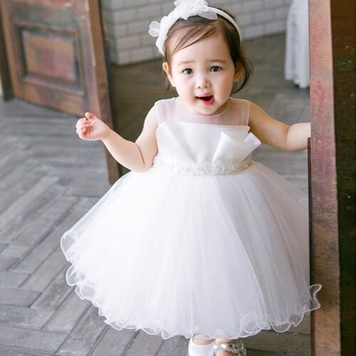 White Tulle Baby Girl Dress Beads Lace Toddler Girl Pageant Christening Gown Newborn Baptism 1 Year Birthday Tutu Outfits
