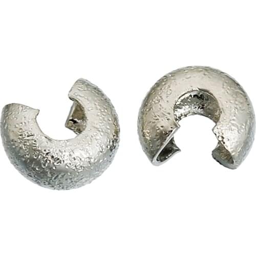 DoreenBeads Copper Crimp Beads Silver Color Sparkledust DIY Jewelry, Overall Closed Size: 4mmDia, Open Size: 5mm Dia, 200 PCs