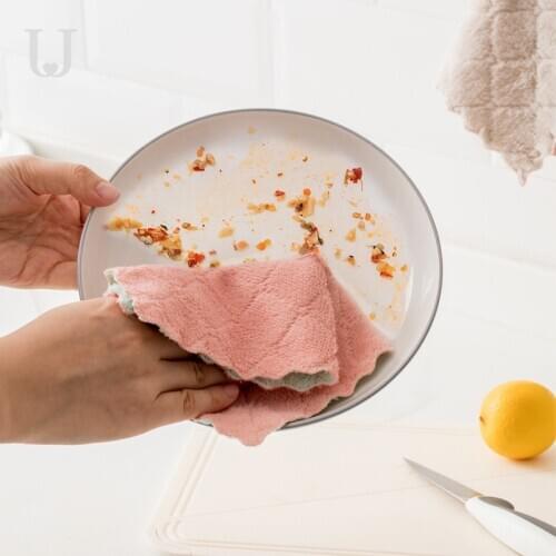 Xiaomi Jordan&Judy Double-sided Dishcloth Thickened Cleaning Rag Dish Tow Remove Oil Coral Velvet Cleaning Towel For Kitchen