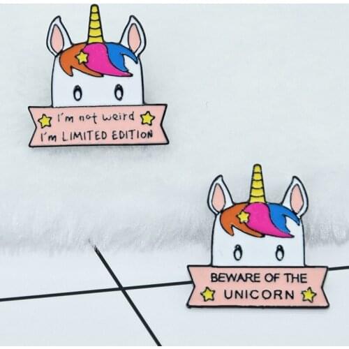 Cartoon Unicorn Enamel Lapel Pin Animal Jewelry Gift for Kids Friends I'm Not Werid But Limited Edition Brooch Badge Brooch
