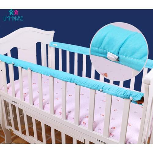 2pc/set Cotton Crib Bumper Baby Bedside Protective Thickened Bar Anti-collision Barrier Cover for Infant Protection Strip 5Color