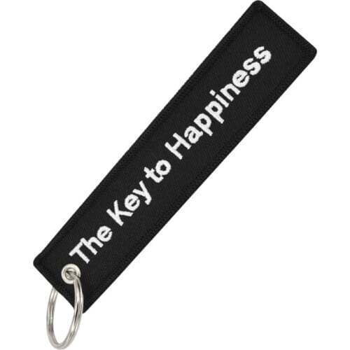 The Key to Happiness Key Chain Bijoux Keychain for Motorcycles and Cars Gifts Key Tag Embroidery Key Fobs OEM Key Ring Bijoux