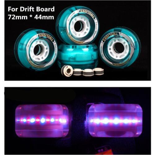 [72mm*44mm] 82A Drift Board Wheel Branded TWOLIONS PU Skateboard wheels, LED Flash Skate Board Wheel with Magnet Core as Gift